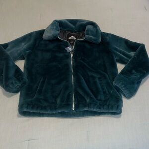 Brand new emerald fur jacket w zip up